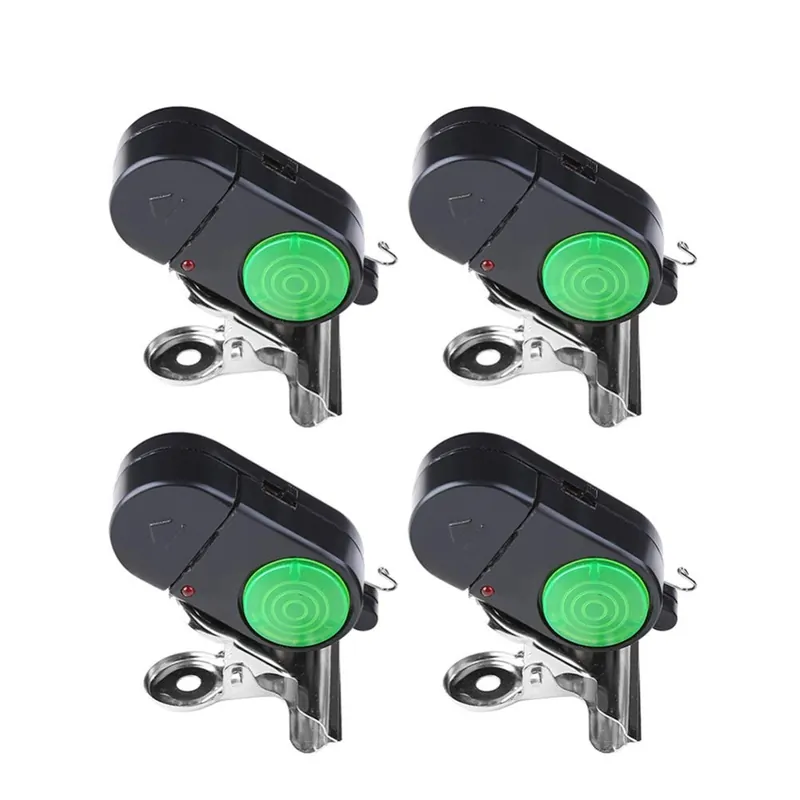 LIOOBO 4PCS Fish Alarm Bite Indicator Sound LED Fishing Alarm Waterproof Battery Powered Clip on Fishing Rod Night Fishing Supplies