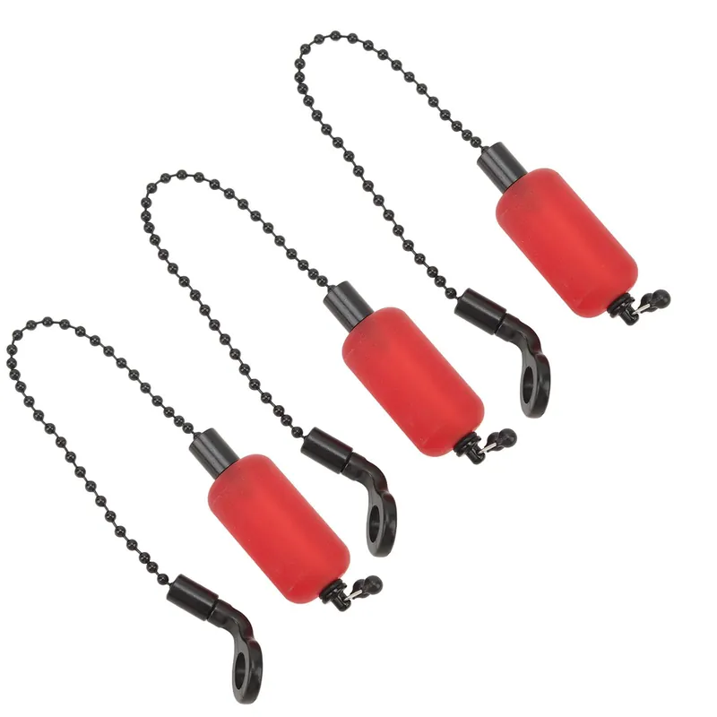 3PCS Fishing Alarm Chain Tools Iron Acrylic Portable Fishing Bobbins Hangers Bite Indicator Alerter for Outdoor (Red)