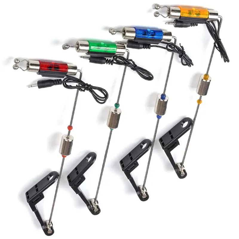 QCdeSoulBLV Carp Fishing Swingers Illuminated Bite Indicator 4PCS, Fishing Alarm Component with Hard Handle