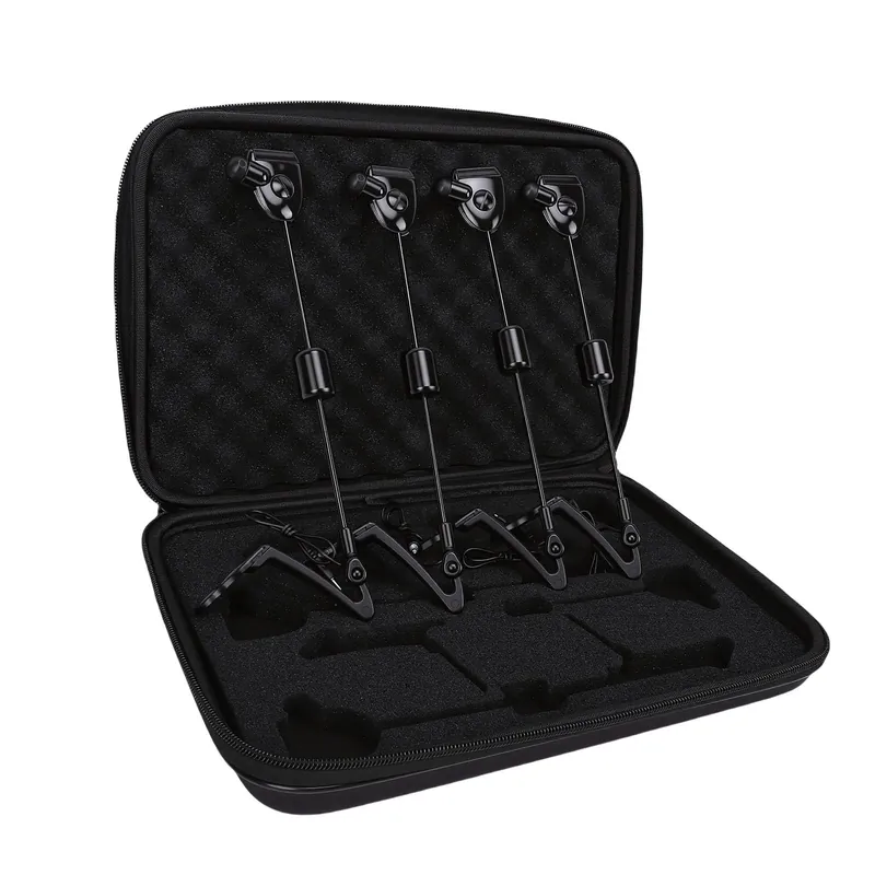 Luqeeg Universal Fishing Bite Alarm, 4 Pcs LED Illuminated Bite Indicators, Standard Plug Design Indicators for Carp Fishing & Night