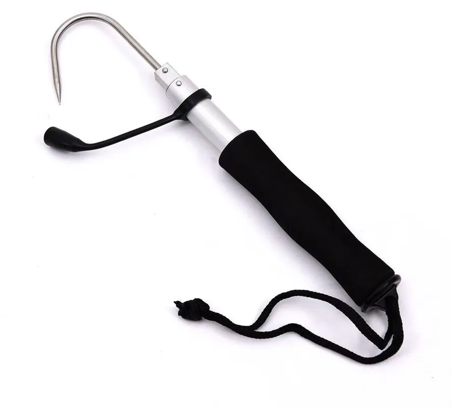 Yatrouys Telescopic Fish Gaff with Stainless Sea Fishing Spear Hook Tackle for Freshwater Offshore Fishing Boating and Outdoors (M 15.7-39.4inch)