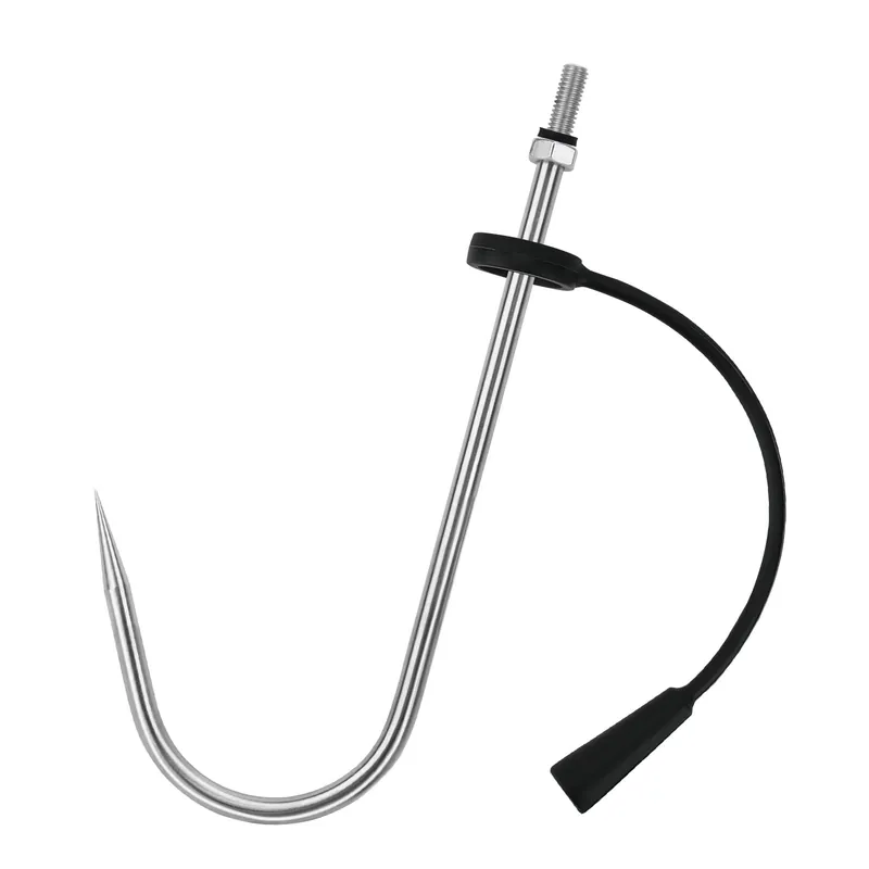 SANLIKE Fishing Gaff Fishing Hook - Stainless Steel Extra Strong Sharp Fishing Gaff Hook for Saltwater Freshwater Fishing with Protection Cover, 6MM Screw Thread