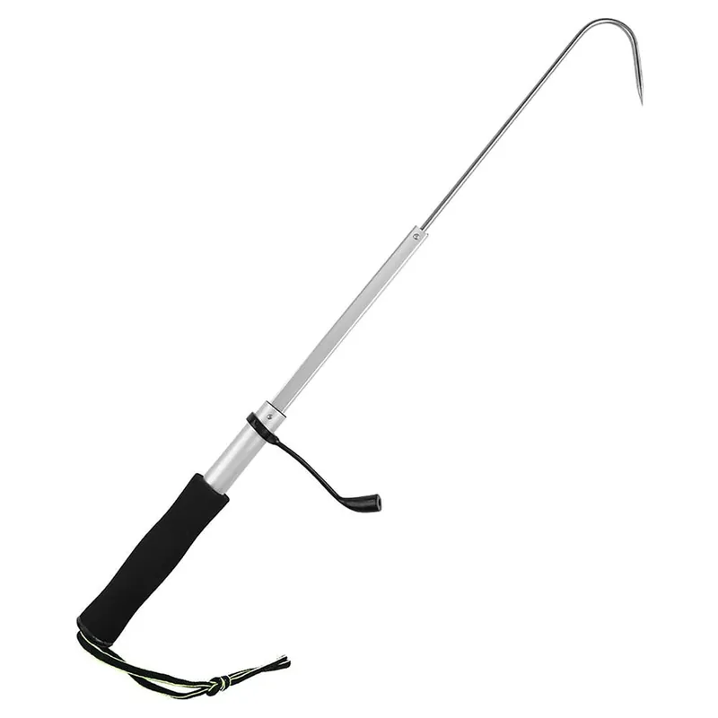 BE-TOOL Fishing Gaff Hook Telescopic Stainless Steel Fishing Hand Gaff with Soft EVA Handle Wrist Strap for Ice Freshwater Saltwater Fishing (Middle)