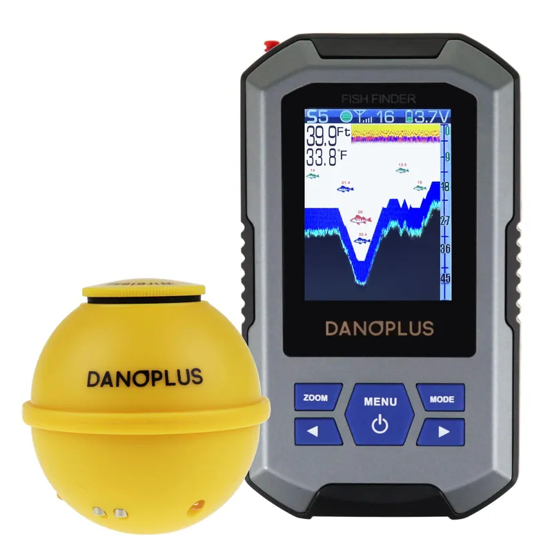 Portable Fish Finder Large HD Display Wireless Fish Finder, Fish Finders & Depth Finders for Boats with 147 feet Depth Detection Sensor, Rechargeable Castable Fish Finder Display Fish, Temp, Depth