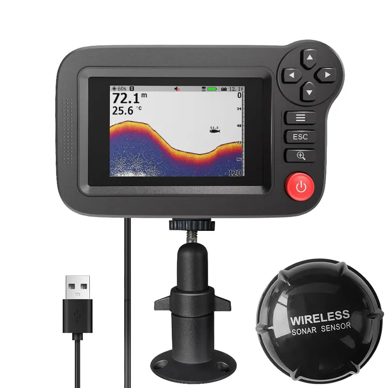 Fish Finders Depth Finders for Boats Wireless Color LCD XF-08 – Smart Portable Sonar Sensor with 164ft Depth Detection, Real-Time Scanning, Temperature Display for Lake, River, Fishing Accessories