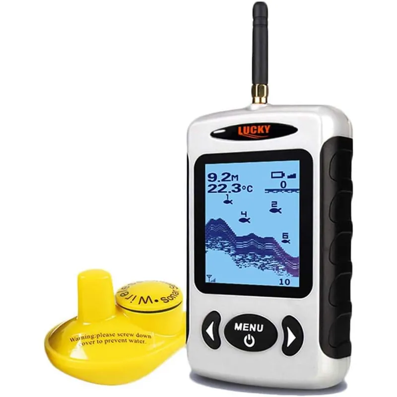 Lucky Sonar Handheld Fish Finder Wireless Transducer Handheld Fish Finders Boat Kayak LCD Depth Finder Portable Display Sensor