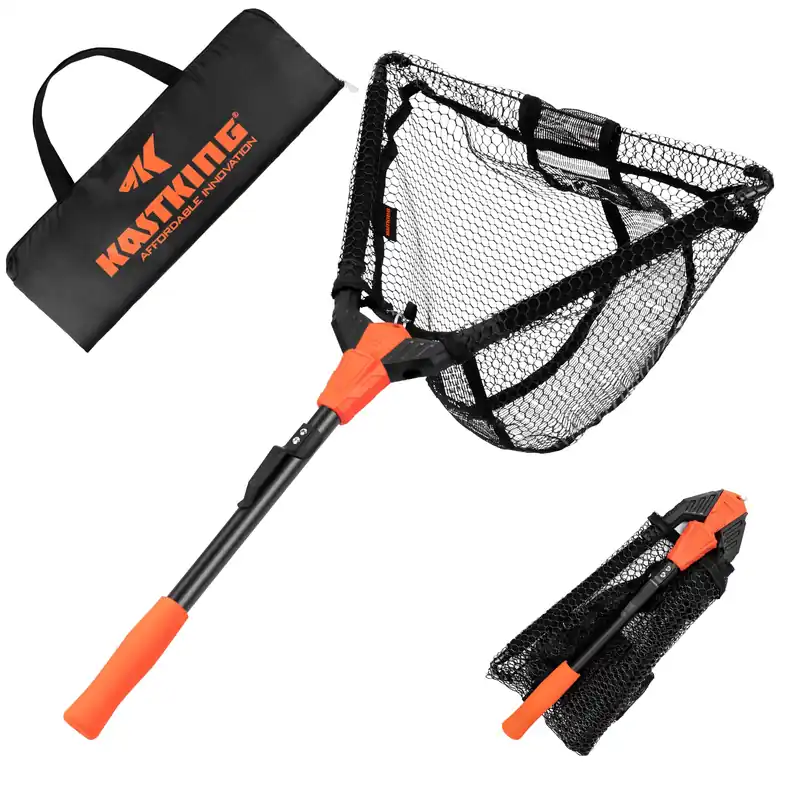 KastKing Pontus Fishing Net, Foldable & Lightweight Landing Net with Built in Length Scale, Strength Aluminum Handle, Fishing Gear and Gift for Men