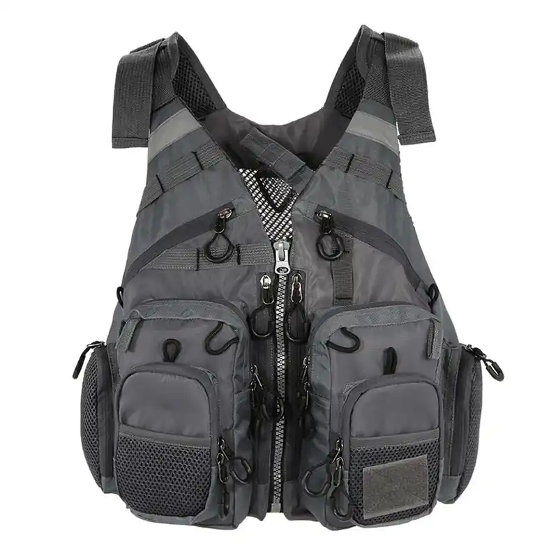 Multifunctional Kayak Life Jackets for Adults - Fishing, Multi Pocket Portable Detachable Clothing with Floating Material Breathable Life-Saving Rock Fishing (Grey)