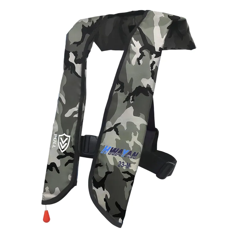 HWAYAN Manual Inflatable Life Jacket Inflatable PFD Vest Adult Life Vest for Adults Outdoor Water Sports Supports up to 330 lbs 33g of Carbon Dioxide Cylinder (White Camouflage 609)