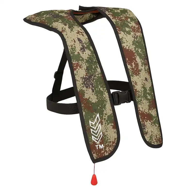 Automatic Inflatable Life Jacket Low Profile PFD for Adults Compact Design Self Inflating Life Vest Supports up to 330 lbs Chest 29~62 in (Green Camouflage)