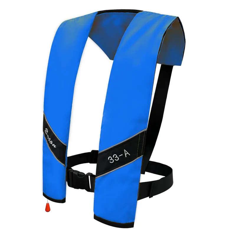 Automatic Inflatable Life Jacket Life Vest for Adults PFD Low Profile Supports up to 330 lbs (BLUE-725)