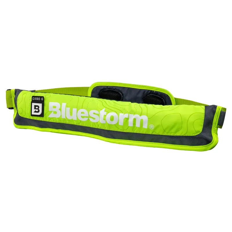 BLUESTORM Cirro 16 Manual Inflatable Belt Pack for Adults US Coast Guard (USCG) Approved Life Jacket Waist Belt PFD for SUP Paddleboarding, Fishing & More (Hi Vis)