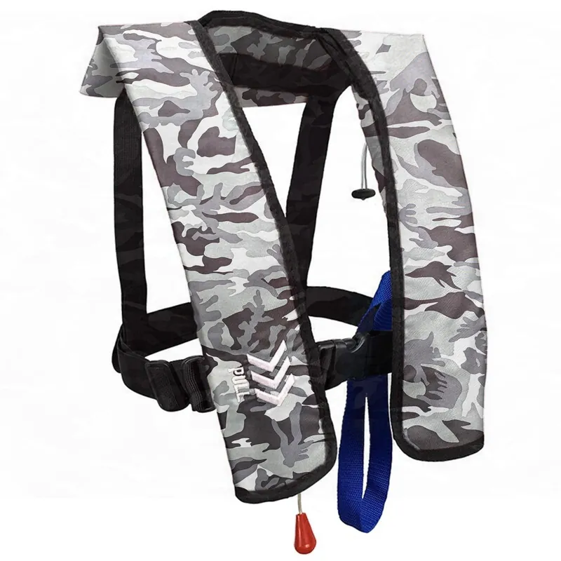 Automatic Inflatable Life Jacket Life Vest for Adults PFD Low Profile Supports up to 330 lbs(YSH700) (White Camouflage)