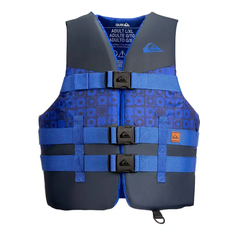 QUIKSILVER USCG Approved Men‘s Life Jacket Type III PFD, Lightweight EPE Foam Life Vest for Adults, for Waterskiing, Wakeboarding, Windsurfing, Rafting, Boating, Kayaking, Fishing Watersports