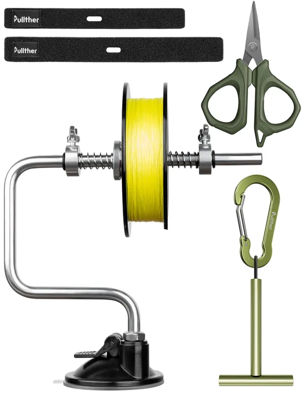 pullther fishing Fishing Tools Kit- Fishing Line Spooler,Tippet Holder,Fishing Scissors,Spinning Reels Spool Belt