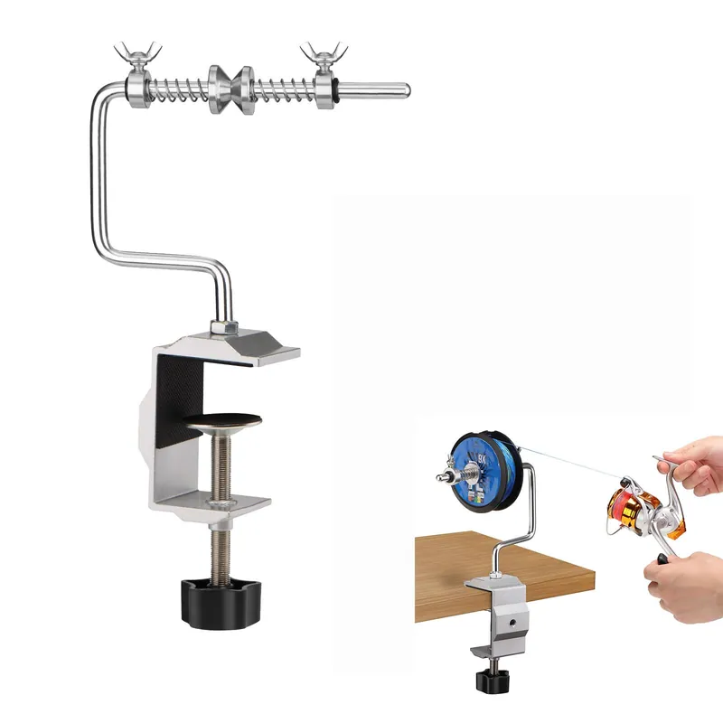 Fishing Portable Table Mount Line Spooler for Fising Spinning and Baitcasting Reels Adding Line,Fishing Line Spool Holder with Calmp and Tensioner -Winder & Spooling Accessories-A