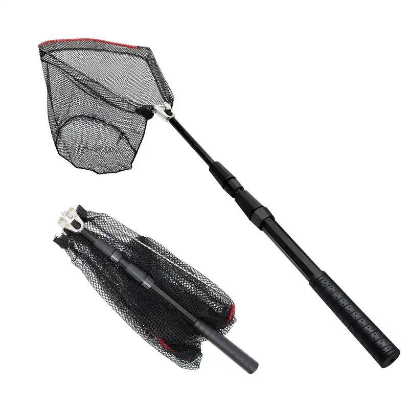 SANLIKE Fishing Net Fish Landing Nets Ice Fishing Collapsible Telescopic Sturdy Pole Handle for Saltwater Freshwater Extending to 36/43/71/98inches (49inch-Black)