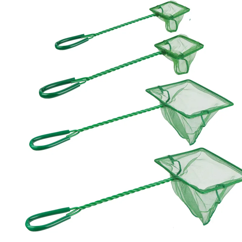 4 Pack Aquarium Fish Net Fine Quick Catch Mesh Nylon Fishing Catch Nets with Plastic Handle for Fish Tank Mesh Nets Scoop - Green