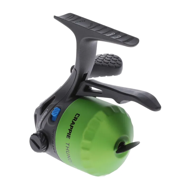 Lew‘s Crappie Thunder Underspin Fishing Reel, 4.3 1 Gear Ratio, Right or Left-Hand Retrieve, Crappie Thunder Green