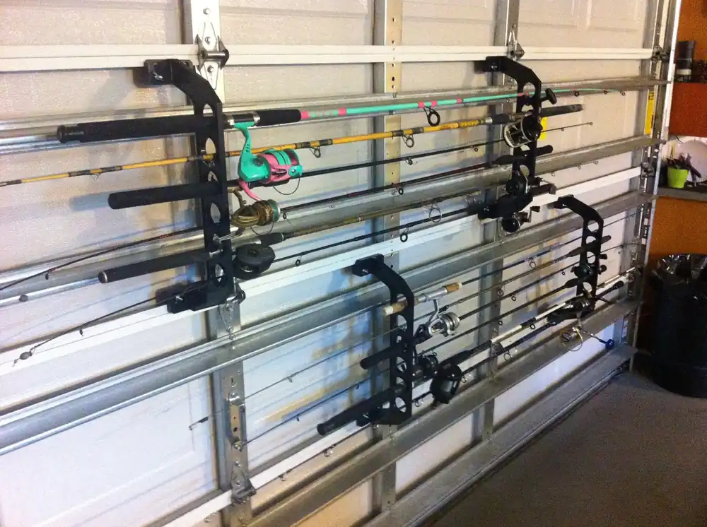 Cobra Storage Garage Door Storage Rack - 21" Black ABS Plastic Fishing Rod Holder - Ultimate Garage Organization for Fishing Gear and Equipment, Saltwater Fishing Gear
