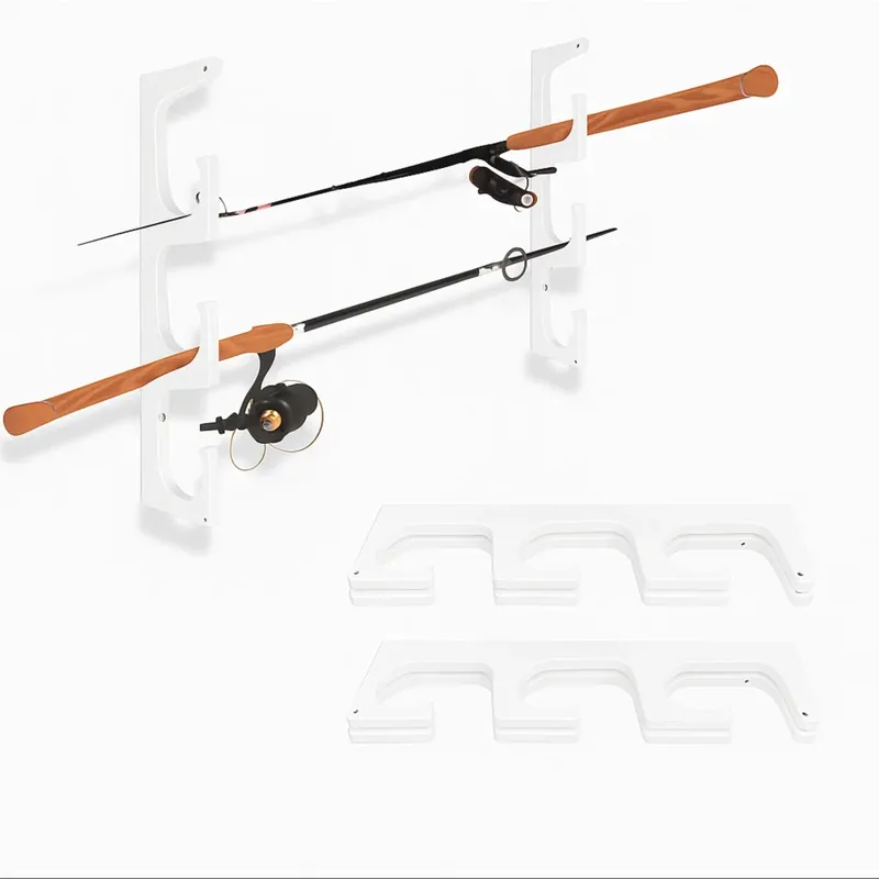 TRAPSKI Made in The USA Fishing Rod/Pole Holder Rack Organizers Wall or Boat Mounting Fishing Rod Rack Marine Grade HDPE Plastic Pole Holder for up to 6 Rods Stackable - 2 Pack