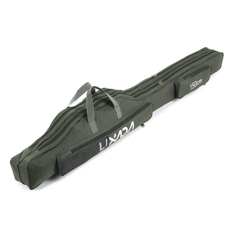 Lixada Fishing Rod Case, Portable Folding Fishing Rod Case Fishing Pole Reel Storage Bag Fishing Gears Organizer