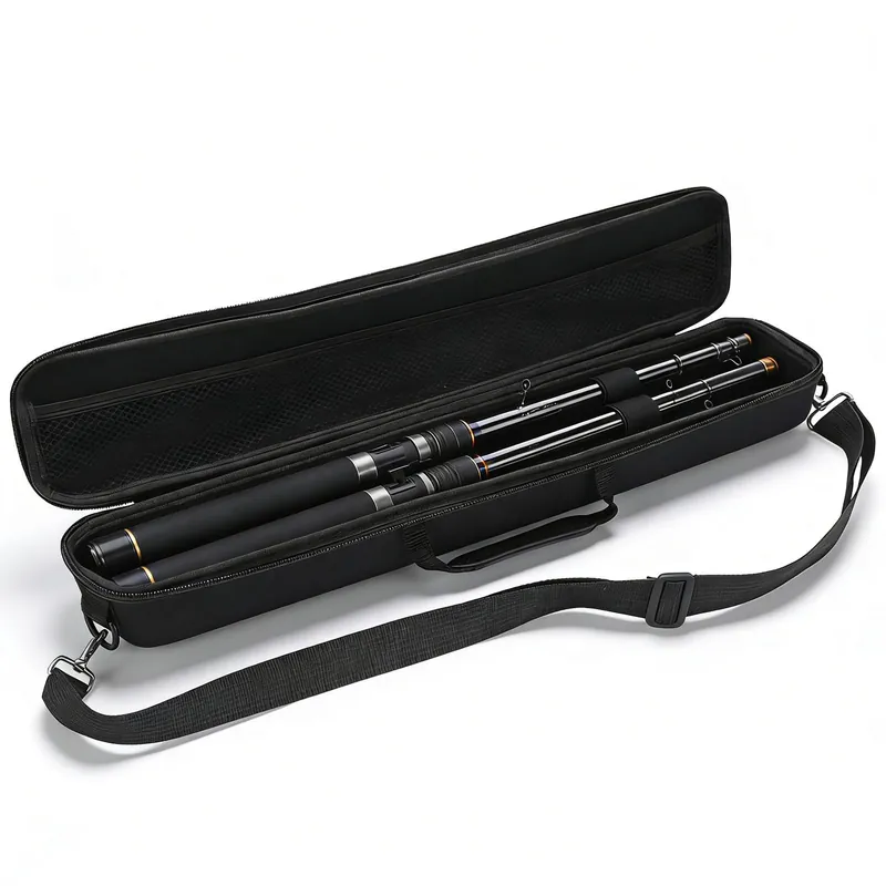 Jwthee Travel Fishing Rod Case Hard Shell, Fishing Pole Carrying Case for Travel Fishing Rod Bag Carrier Case Fishing Pole Travel Case with Shoulder Strap for Fishing Tools