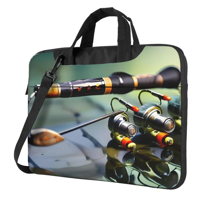DRTGEDS Fishing Rod Print Travel Laptop Bag Lightweight Case with Luggage Strap Shoulder Briefcase Holiday Gift
