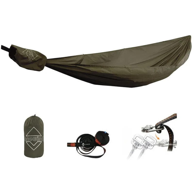 Onewind 11ft Ultralight Camping Hammock, Portable Hammock, 40D 1.7oz Nylon Ripstop with 2 * 12Ft Tree Straps for Camping Hiking Backpacking, 11‘ x 55" OD Green