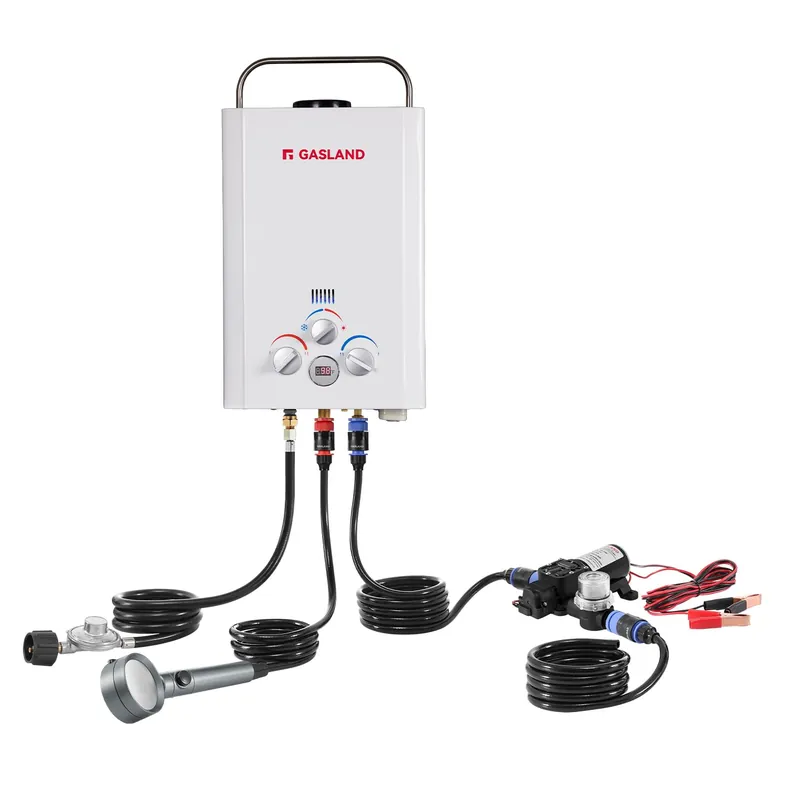 GASLAND 6L 1.58GPM Portable Propane Tankless Water Heater with Pump and 1/2" Twist-On Pipe Strainer