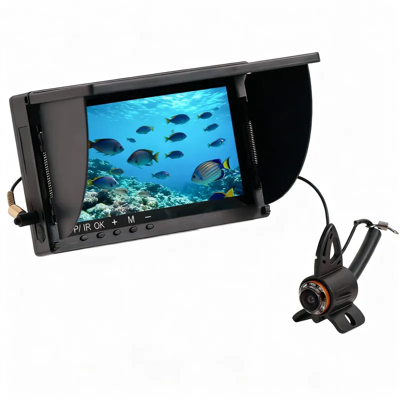 Jiisquilyx Underwater Fishing Camera with Monitor 6" HD 1080P Portable Fish Finder for Ice/Lake/Sea|Waterproof Depth Finder for Boats/Kayaks & Murky Waters|IP68 Ice Fishing Camera with Bright Display