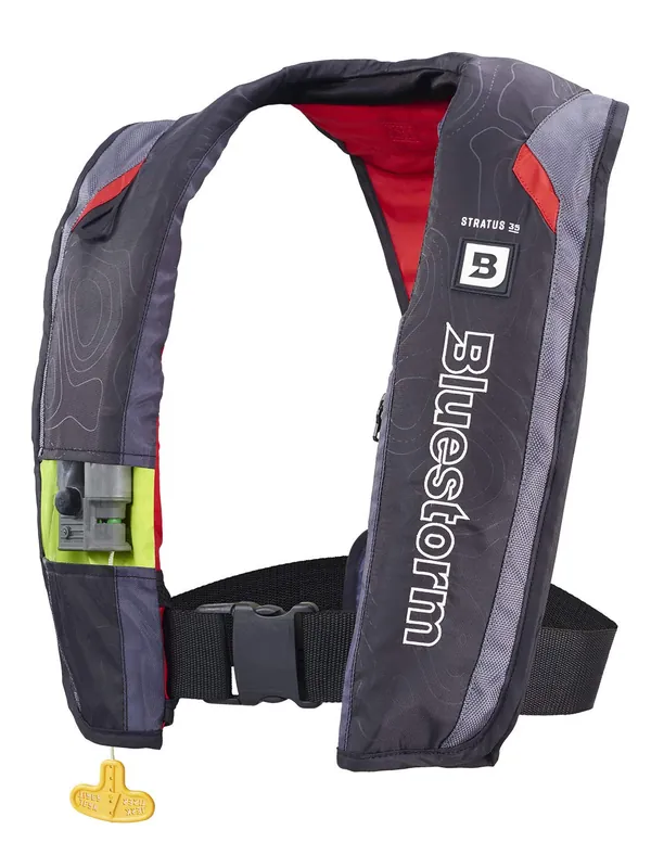 BLUESTORM Stratus 35 Inflatable Life Jacket PFD for Adults (Nitro Red) US Coast Guard (USCG) Approved Automatic Self Inflating Life Vest Preserver with Manual Ripcord