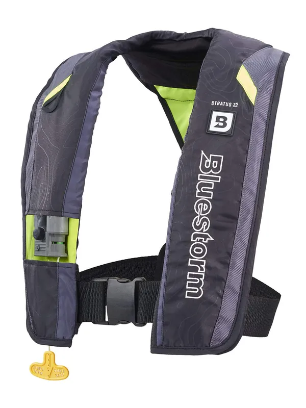 BLUESTORM Stratus 35 Inflatable Life Jacket PFD for Adults (Hi-Vis) US Coast Guard (USCG) Approved Automatic Self Inflating Life Vest Preserver with Manual Ripcord