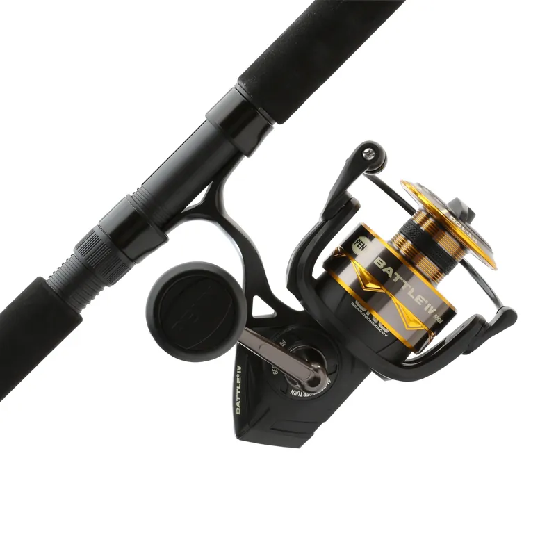 Penn 6‘6" Battle IV Spinning Fishing Rod and Reel Combo Kit, 6000 Reel, CNC Gear Technology, Full Metal Body and Sideplate, HT-100 Drag System