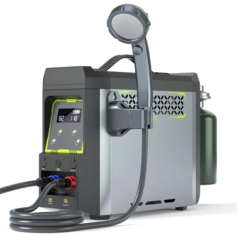 Jocoevol Portable Water Heater, Propane Water Heater with Shower Pump, Max 100 Mins 3s Instant Hot 20,000 BTU, 4000mAh Rechargeable Built-in Battery for Outdoor Cleaning, Camping, Hunting, Hiking