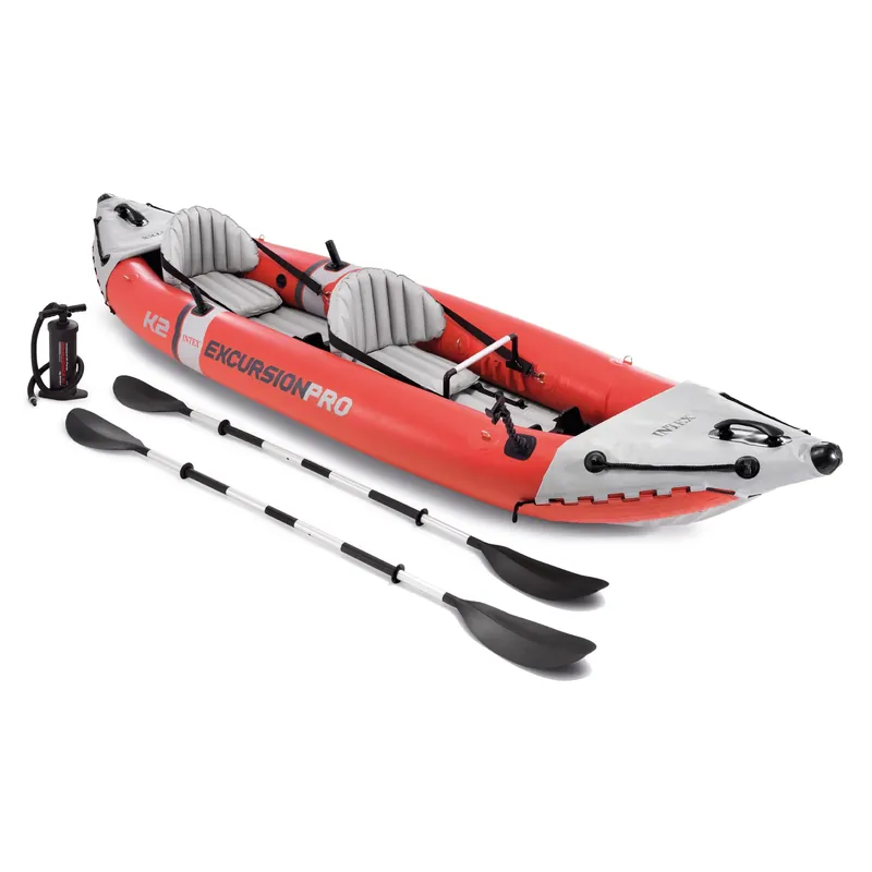 INTEX 68309EP Excursion Pro K2 Inflatable Kayak Set Includes Deluxe 86in Kayak Paddles and High-Output Pump – SuperTough PVC – Adjustable Bucket Seat – 2-Person – 400lb Weight Capacity