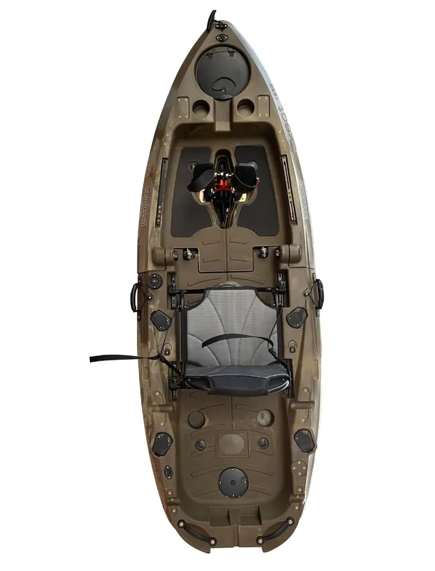Brooklyn 8.0 Foldable Pedal Fishing Kayak by BKC, Compact Sit-on-Top Single Kayak with Pedal Drive, Sturdy Aluminum Seat, Rudder Steering, Storage (Camo)