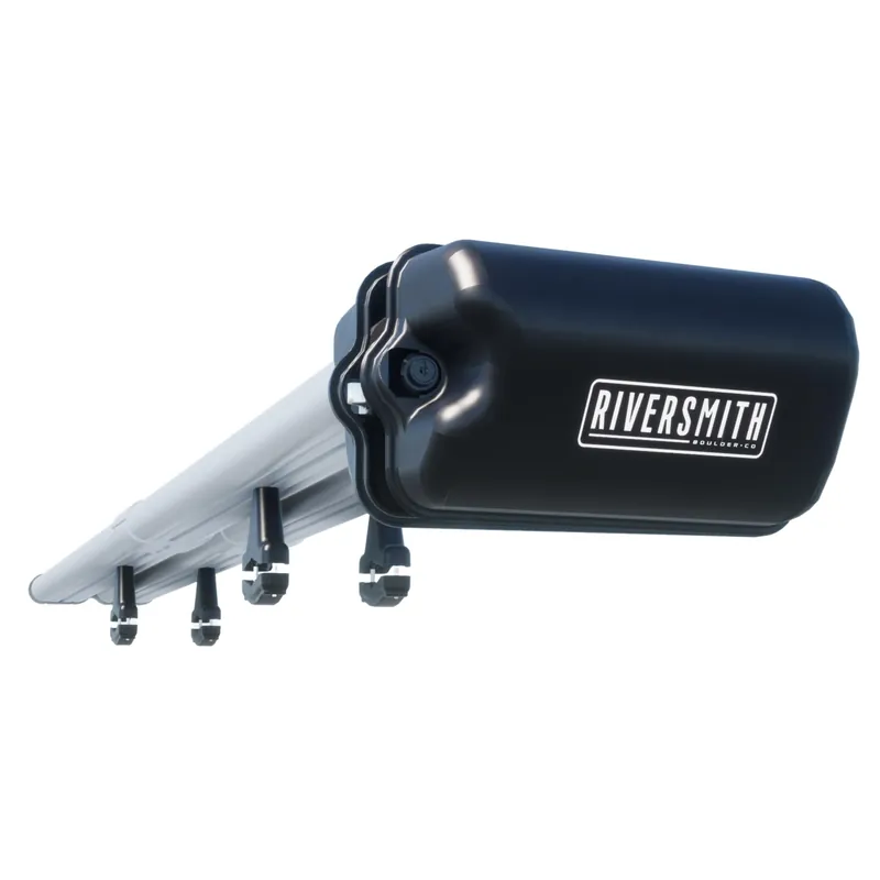 RiverSmith River Quiver Euro 4-Banger Roof Rack Fly Fishing Rod Holder for Car, Truck, SUV - 4 Rod Fly Rod Carrier with Extension Kit 11ft 4in, Silver