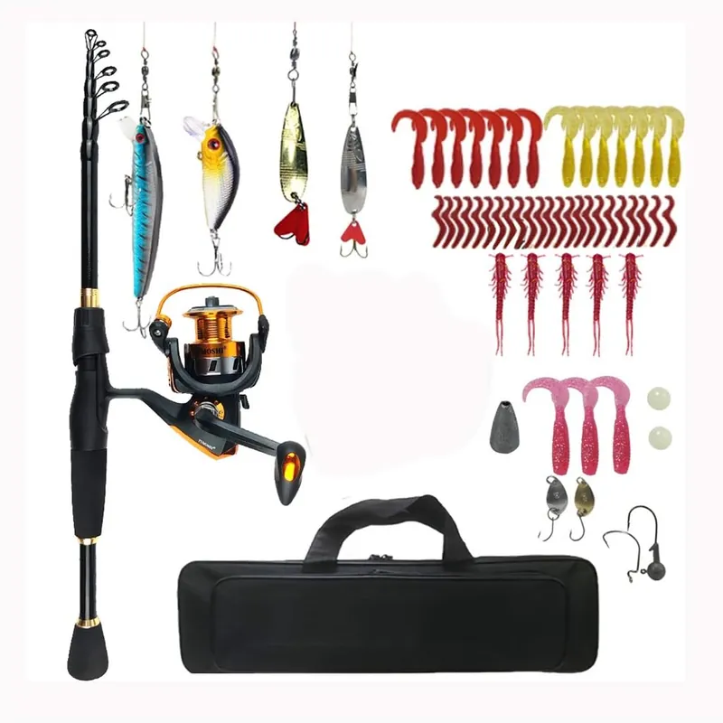 Telescopic Road Subrod Set Spinning Wheel Fishing Rod Set Fishing Gear Set Travel Portable (D 2.4m)