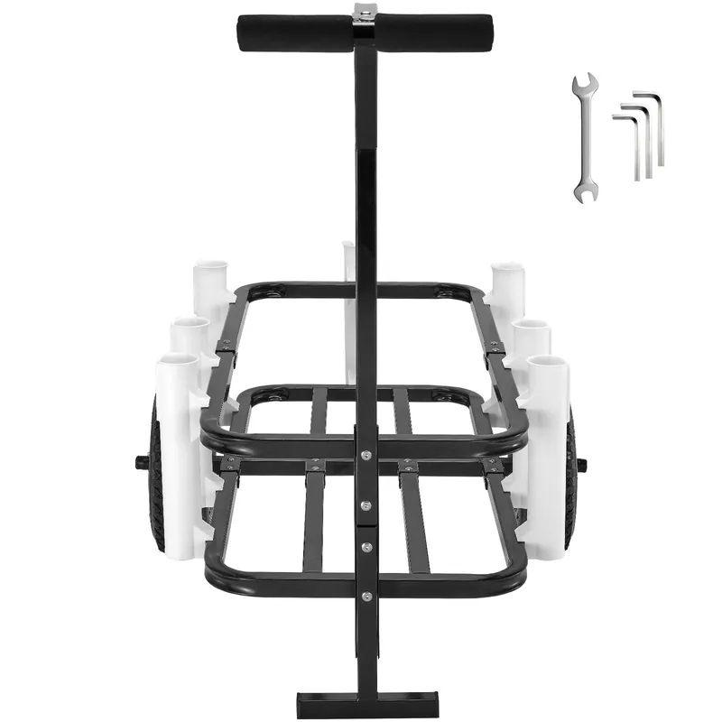 Heavy Duty Beach Fishing Cart with Rubber Balloon Tires 7 Rod Holders Ample Storage for Sand & Pier Fishing Perfect for Picnics and Outdoor Adventures