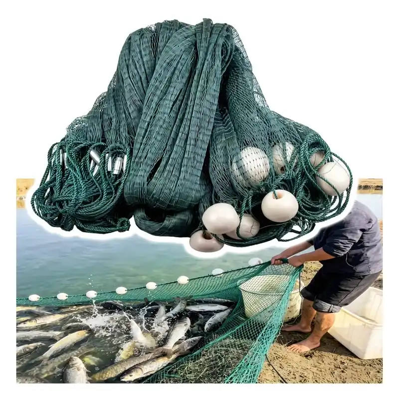 32.8-196 Ft High Mesh Fishing Drag Net - Handmade Nylon Gill Net for Beach, Ponds, Rivers & Lakes - Durable Seine Equipment for Easy Catching