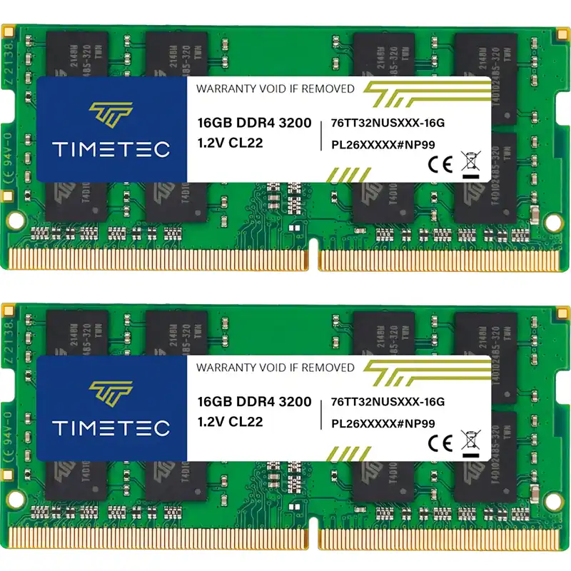 Timetec Premium 32GB KIT (2x16GB) DDR4 3200MHz (PC4-3200AA) PC4-25600 SODIMM Laptop RAM