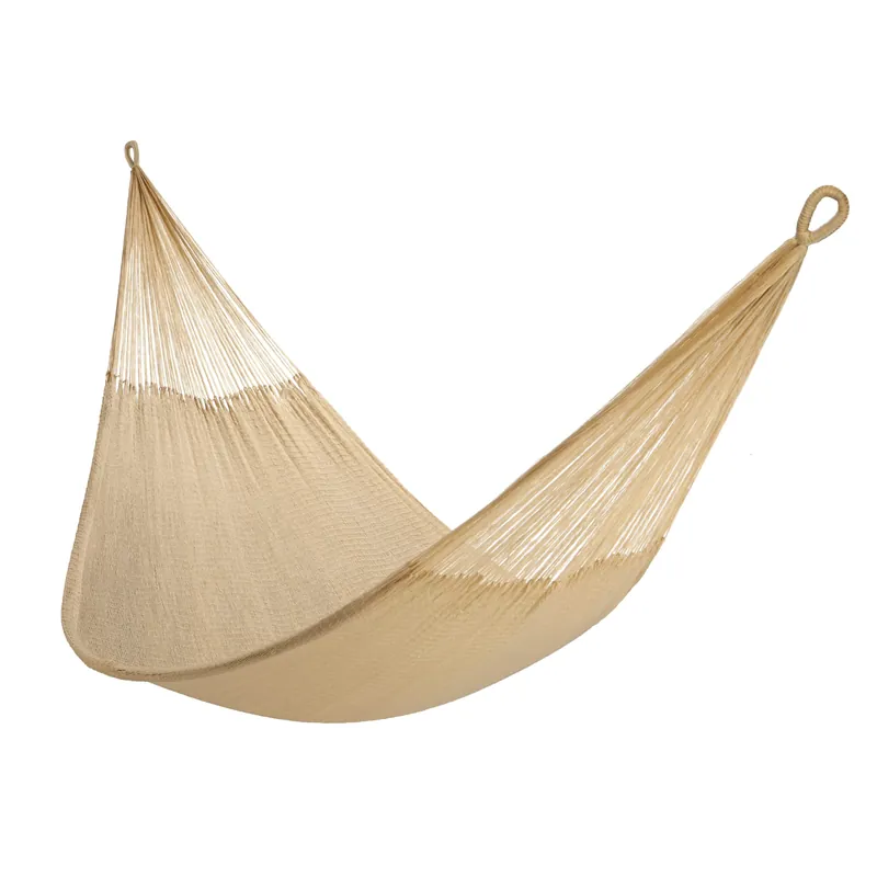 Handwoven Hammock by Yellow Leaf Hammocks - Double Size, Fits 1-2 PPL, 400lb max - Weathersafe, Super Strong, Easy to Hang, Ultra Soft, Artisan Made - Color Natural Khaki
