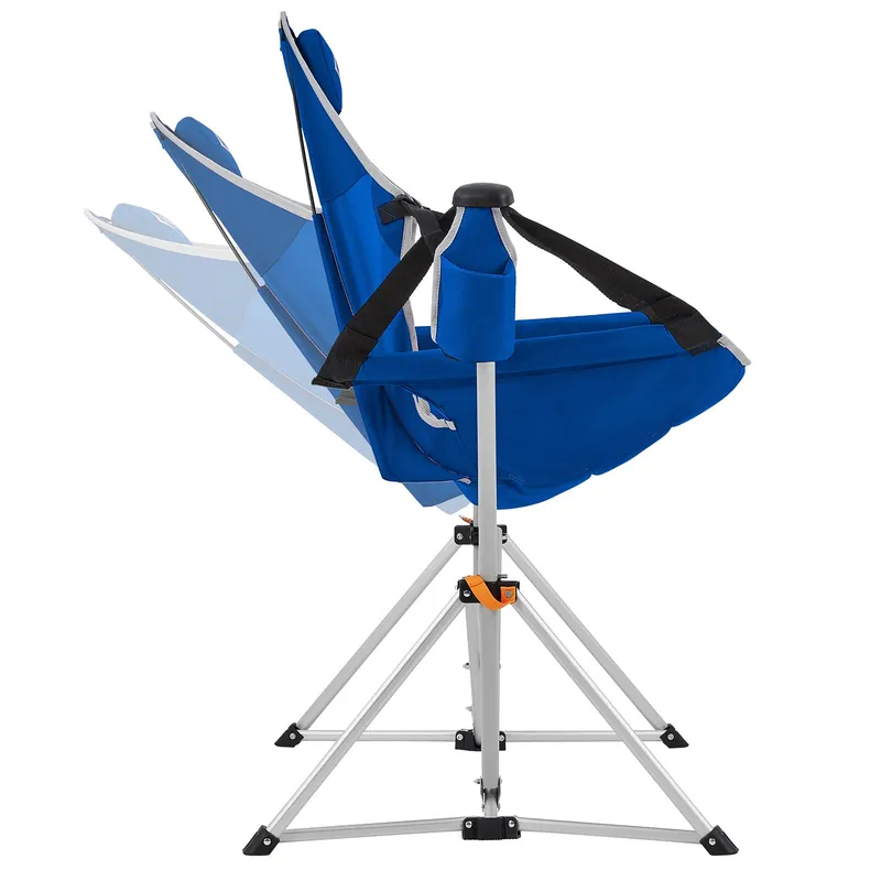 KingCamp Hammock Camping Chair Swinging Recliner Chair for Backyard Lawn Beach Camp Outside Indoor Adults Portable Lounger Folding Chair Hold Up to 300lbs with Carrying Bag Cup Holder (Blue/Grey)