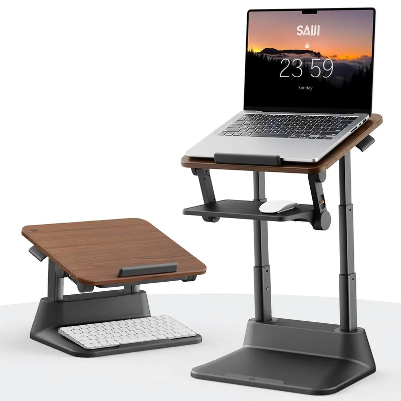 SAIJI Laptop Stand for Desk, Stable Standing Laptop Riser with Foldable Mouse Pad