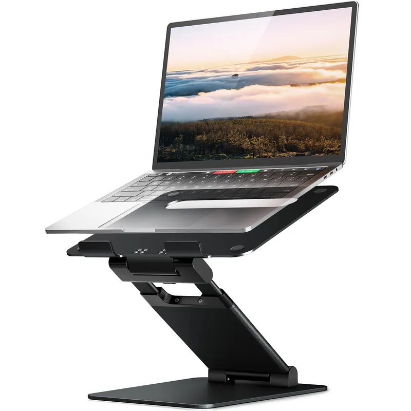 Height Adjustable Laptop Stand for Desk, Dual Foldable Aluminum Computer Riser