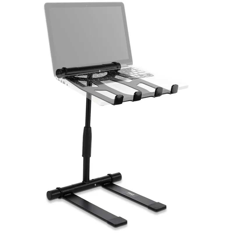 Portable Folding Laptop Stand - Standing Table with Adjustable Angle, Foldable Height and Four Prong Anti-Slip Tray for iPad