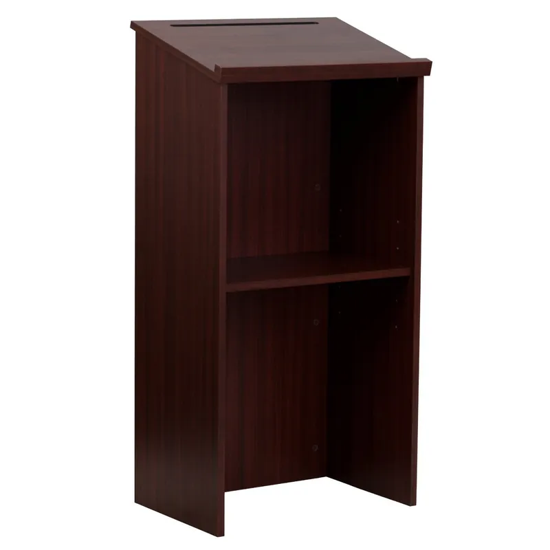 Adir Wooden Podium Stand - Speaking Podium with Storage Shelf, Hostess Stand for Restaurant, Lecture Podium