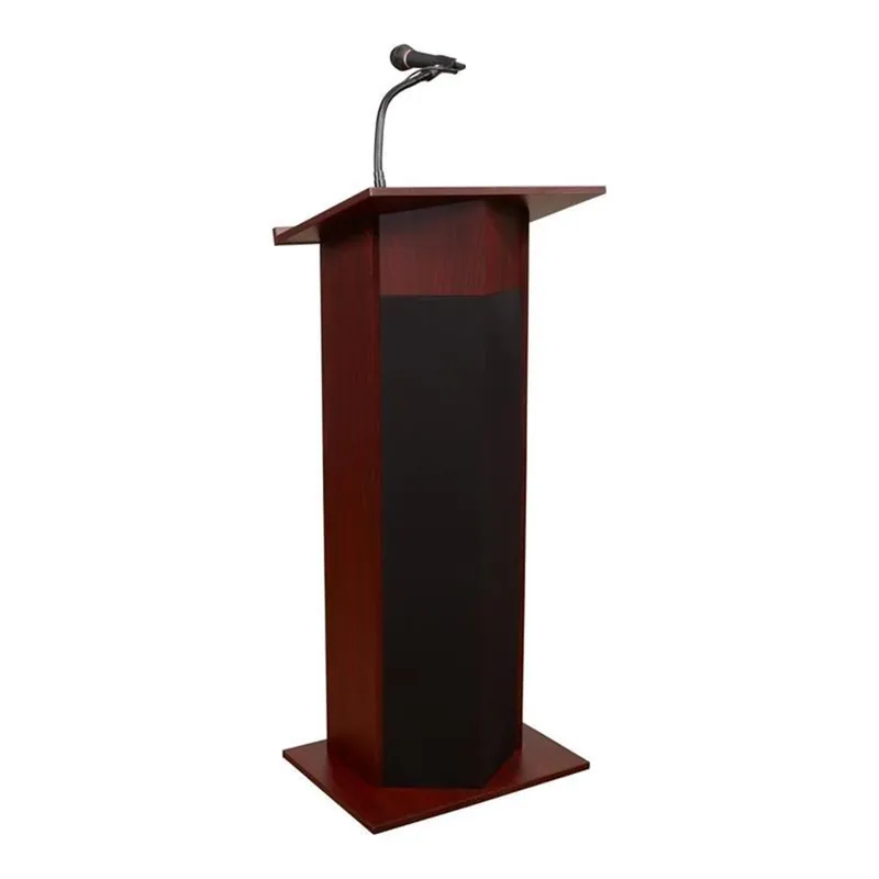 Pemberly Row 30W Sound Lectern, Power Plus Wood Podium with Microphones