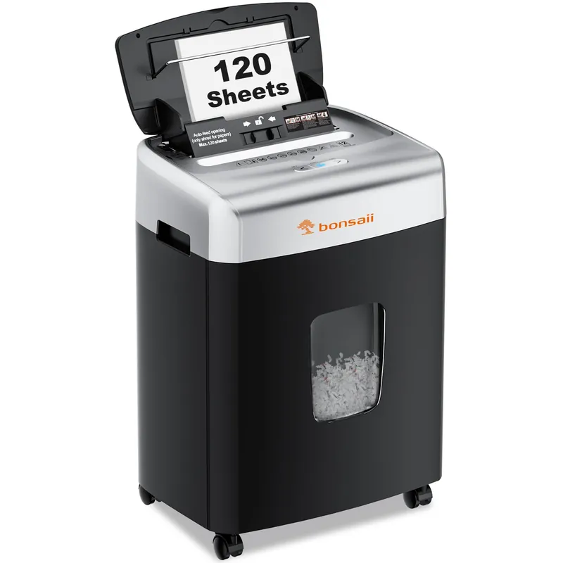 Bonsaii Paper Shredder for Office, 120-Sheet Autofeed Heavy Duty Shredder for Home Office Use